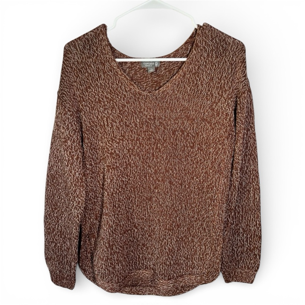 Women’s Brown Sweater By Cupcake Clothing Size Small | Cozy Cottage, Elbow Patch